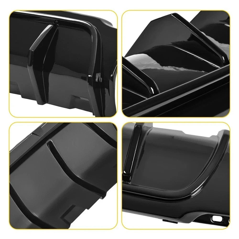Fits CHRYSLER 300 2015-2023 Rear Bumper Diffuser Valance Shark Fins Gloss Black