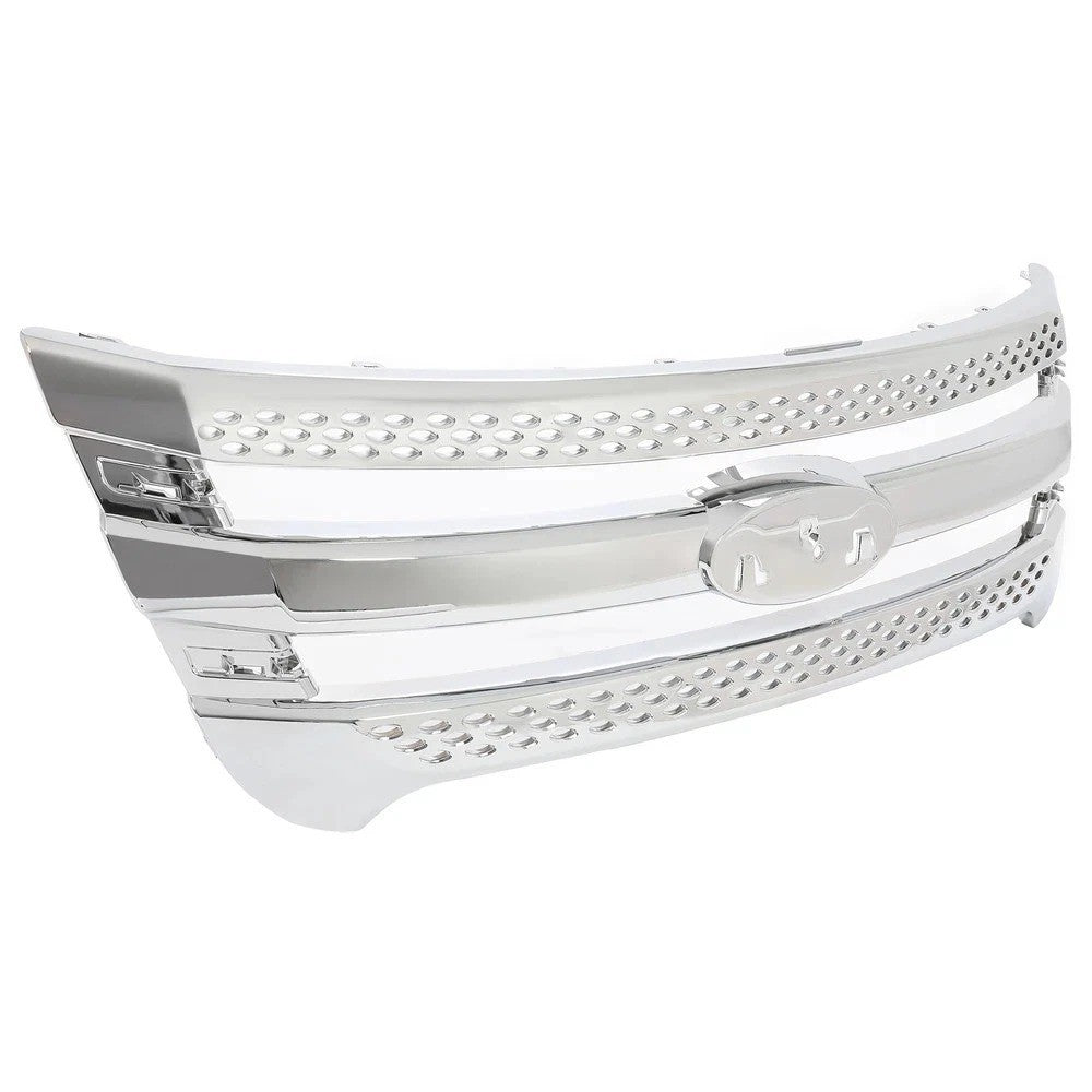 HECASA For Explorer 2011-2015 Front Bumper Upper Chrome Grille Grill Assembly