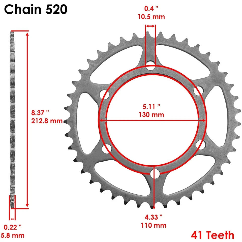 Drive Chain & Sprockets Kit for Kawasaki EX500 Ninja 500R 1994-2009