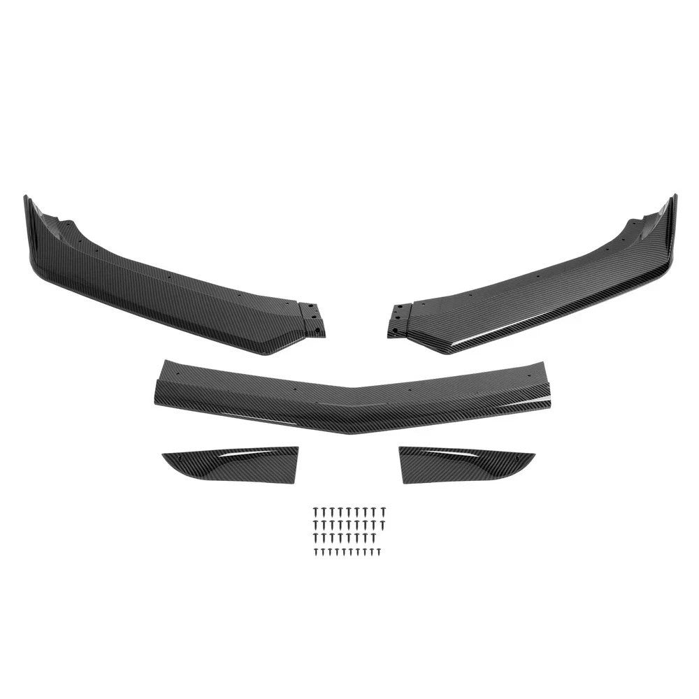 Front Bumper Lip Spoiler Carbon Look 3PCS For 2016-24 Chevy Camaro LT/LS/RS/SS