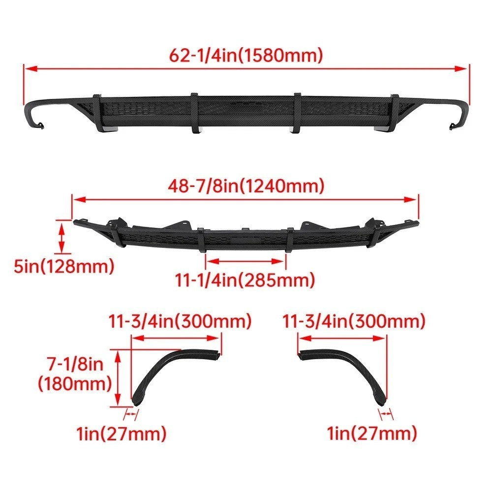 Carbon Fiber Painted For Honda Accord 18-21 20 Rear Bumper Diffuser Lip V1 Style