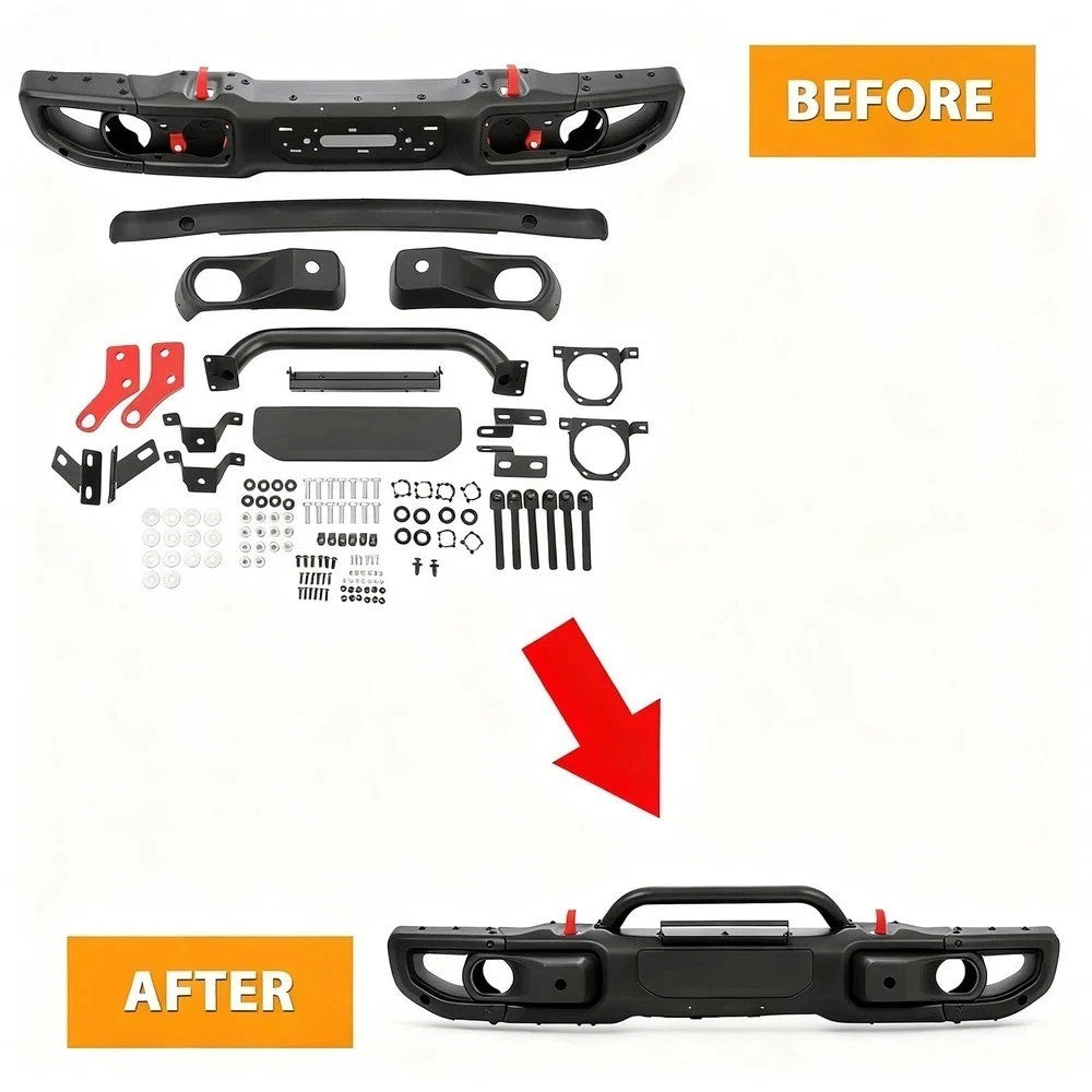 10th Anniversary Style Front Black Bumper for Jeep JK Wrangler Rubicon 2007-2018