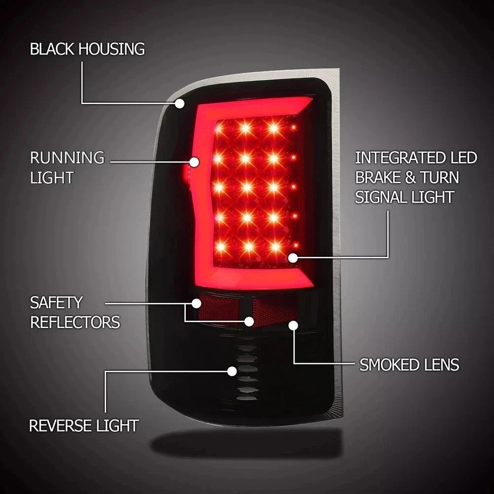 Black Smoked For 2007-2013 2014 GMC Sierra 1500 2500HD 3500HD LED Tail Lights