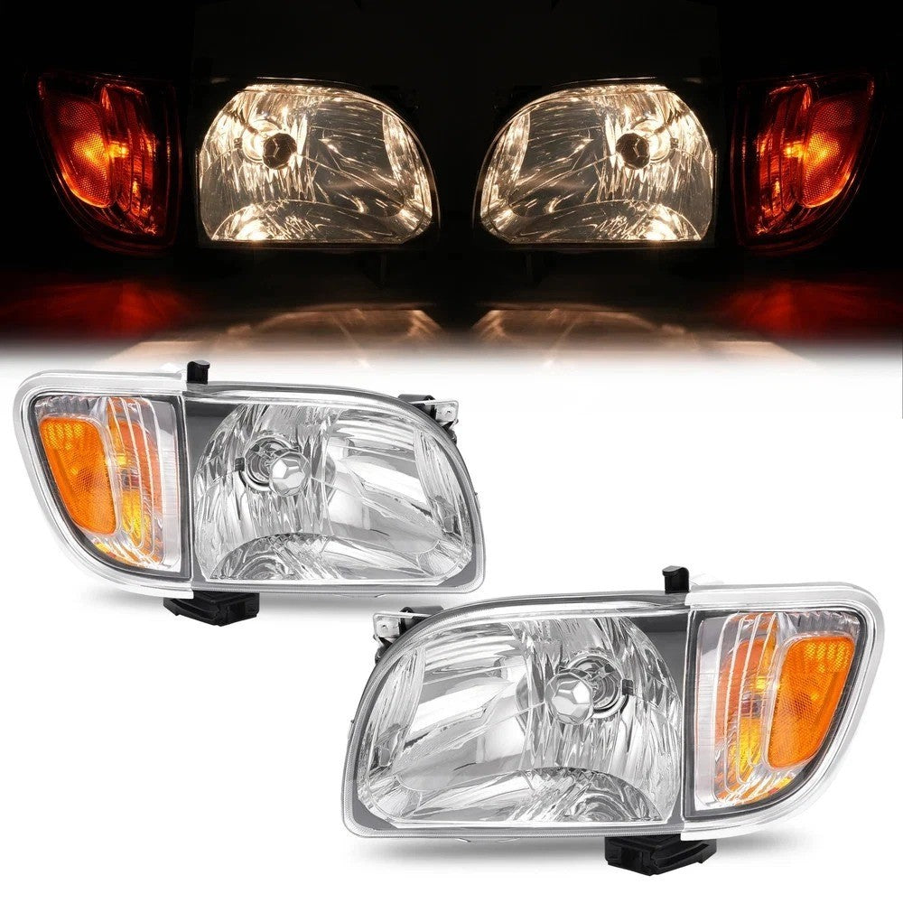 HECASA Headlights Corner Lamps w/Bulbs For Toyota Tacoma 2001-2004 LH&RH Side
