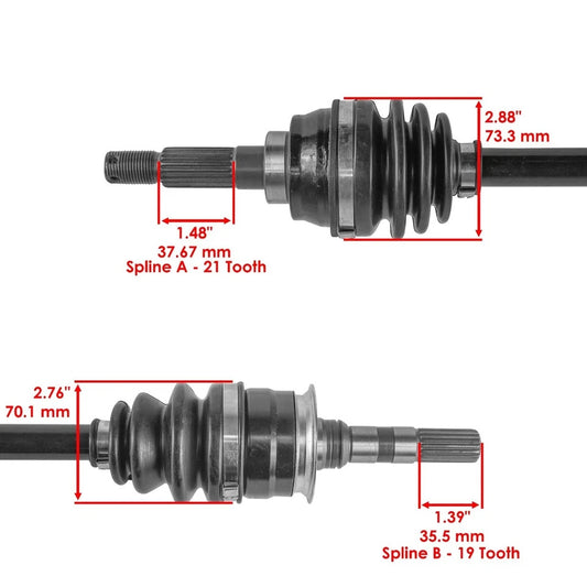 Front Left & Right CV Joint Axles For Kawasaki Bayou 300 KLF300C 4X4 1989-05