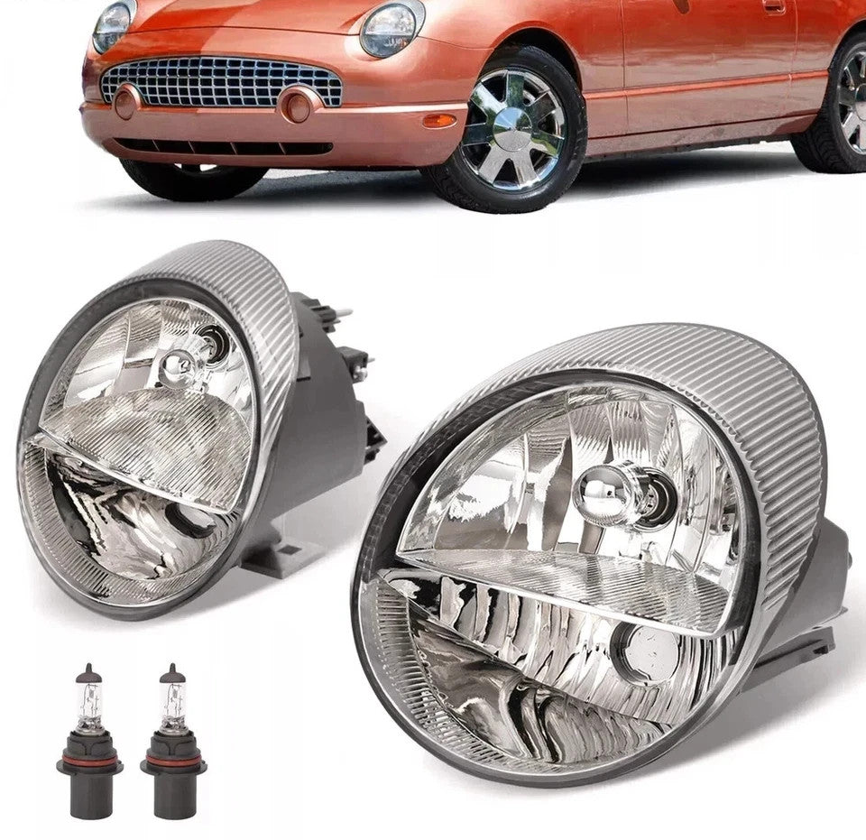 HECASA Headlights Set Driver Passenger For Ford Thunderbird 2002 2003 2004 2005