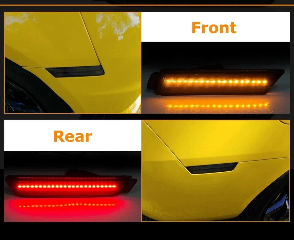 4PCS LED Front Rear Side Marker Lights For 2010-2015 Chevy Camaro SS LT ZL1 LS