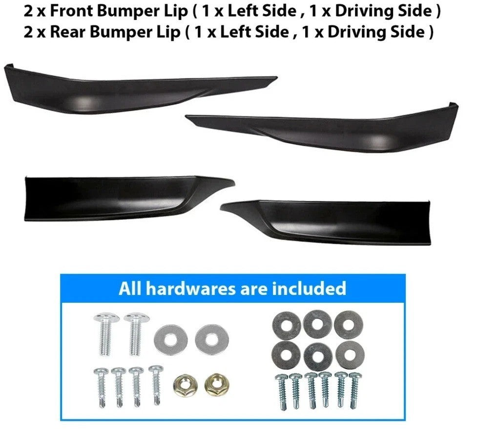 Matte Black Front + Rear Bumper Spoiler Lip For 2013-2015 Honda Accord 4DR HFP
