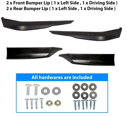 Matte Black Front + Rear Bumper Spoiler Lip For 2013-2015 Honda Accord 4DR HFP