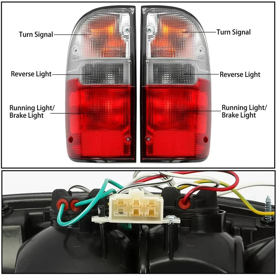 HECASA Red/Clear Tail lights lamps For 95-00 Tacoma Pickup Truck 2WD/4WD DOT/SAE