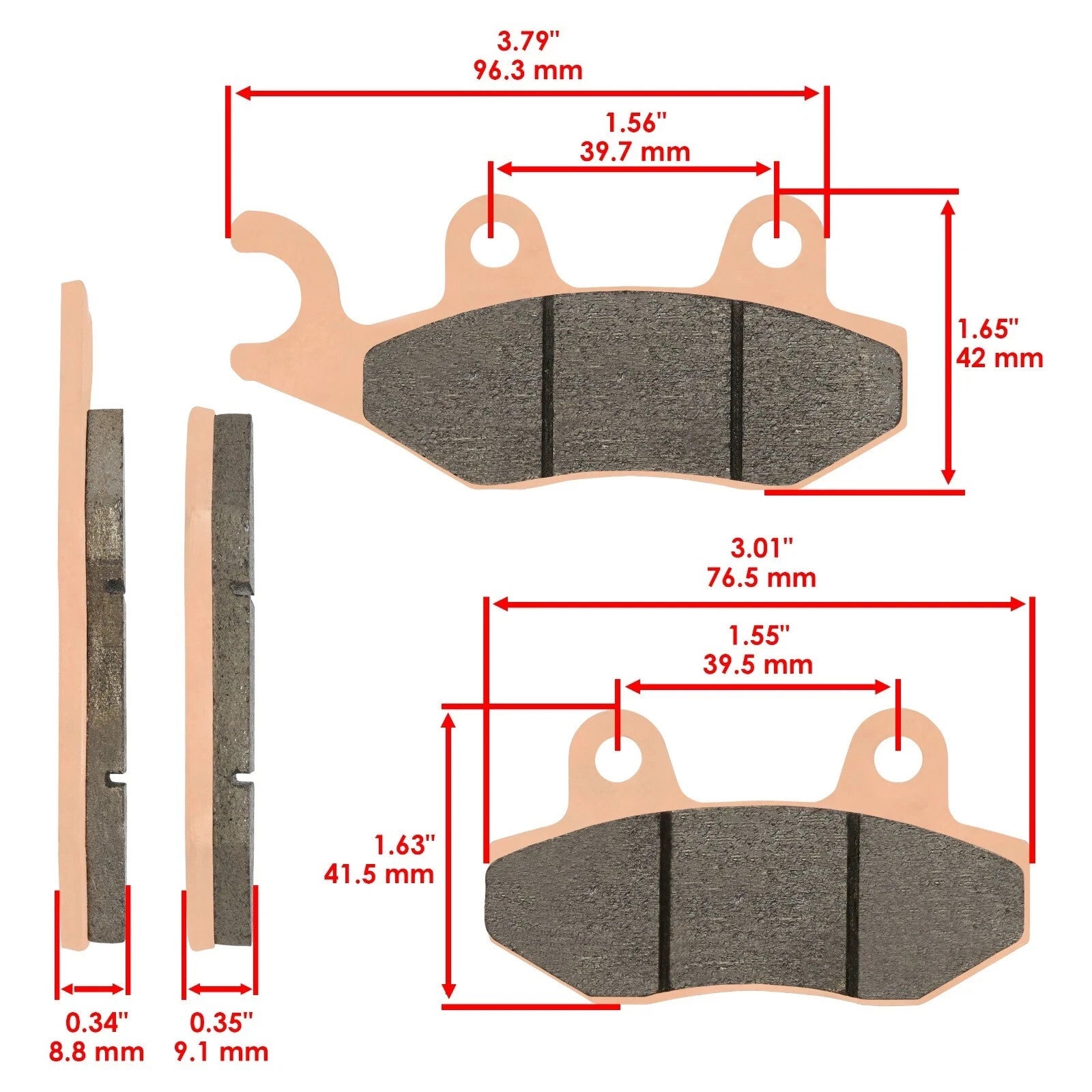 Front and Rear Brake Pads for Kawasaki Mule Pro-Fx Pro-Fxt KAF820 2015-2016