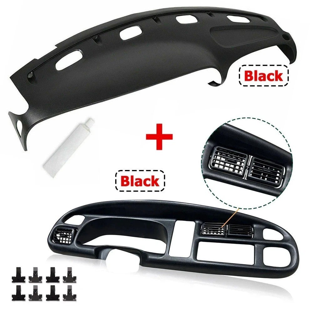 For 98-02 Dodge Ram Pickup Dashboard Dash Bezel Dash Cover Black W/Vents