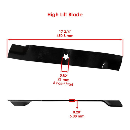 Caltric 17 3/4 inch x 5 Point Star 52" Deck High Lift Blade For Husqvarna