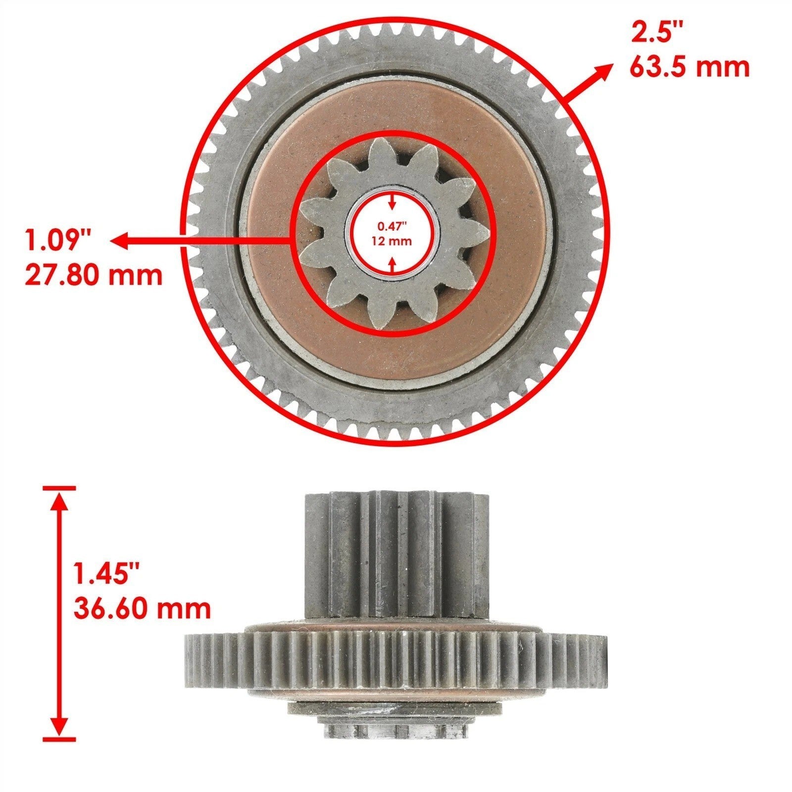 Starter Clutch Idler Gear fits Polaris RZR XP 900 2011 2012 Torque Limit Shaft