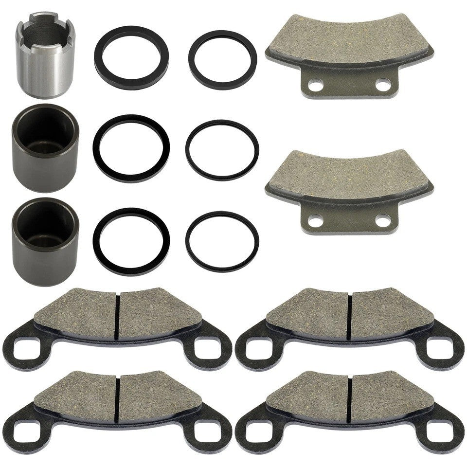 Front Rear Brake Caliper Piston And Pads For Polaris Xplorer 300 4X4 1996-1999