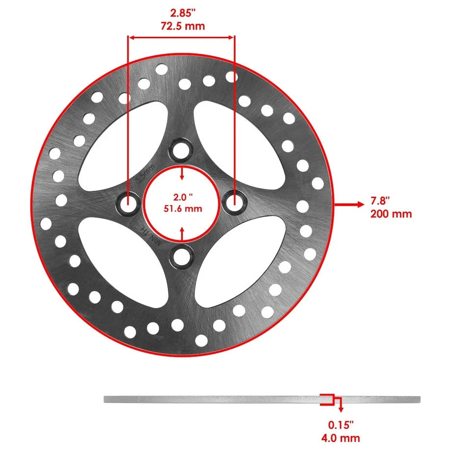 Front Rear Brake Disc Rotor W/Pad For Yamaha YFZ450 2006-2009 (Not For YFZ450R )