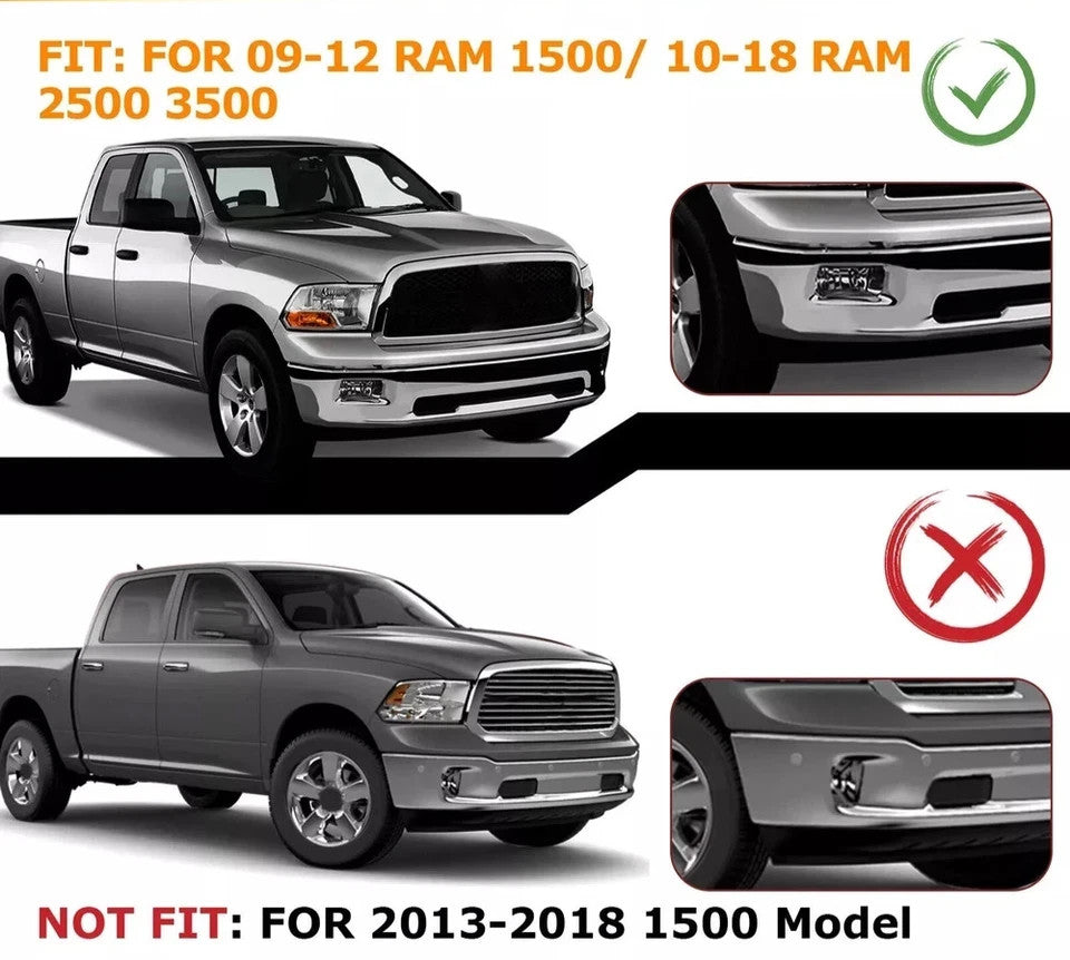 Front Fog Lights Lamps Fits 2010-2018 Dodge Ram 2500 3500 / 2009-2012 Ram 1500