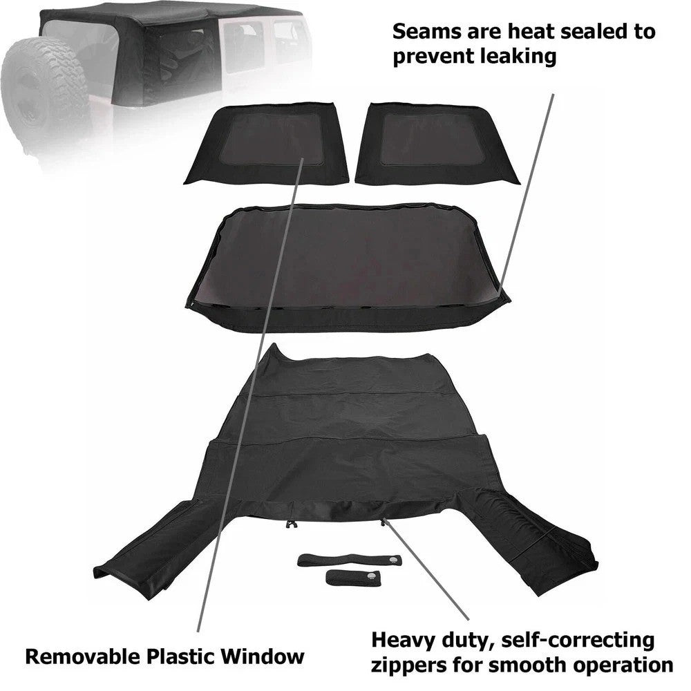 HECASA Soft Top With Tinted Windows For Jeep 07-09 Wrangler JK Unlimited 4 Door