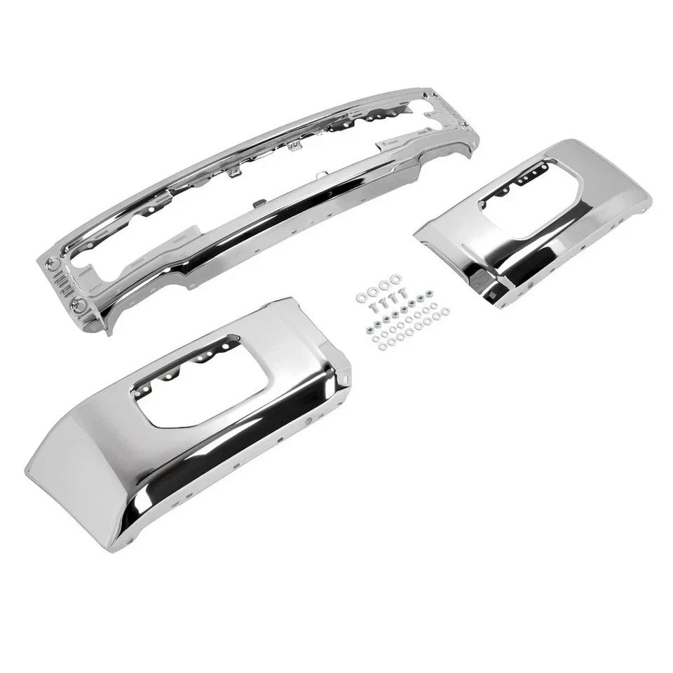Front Bumper Face Bar w/ Fog Light Hole For 2015-2017 Ford F-150 F150 Chrome
