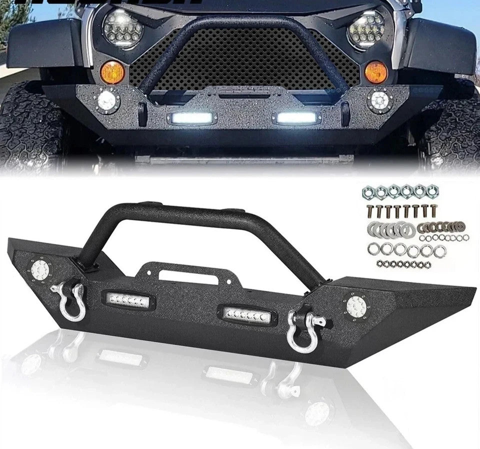 Front Bumper w/LED Lights for Jeep Wrangler JK JL 07-24 2018 Gladiator JT 20-24