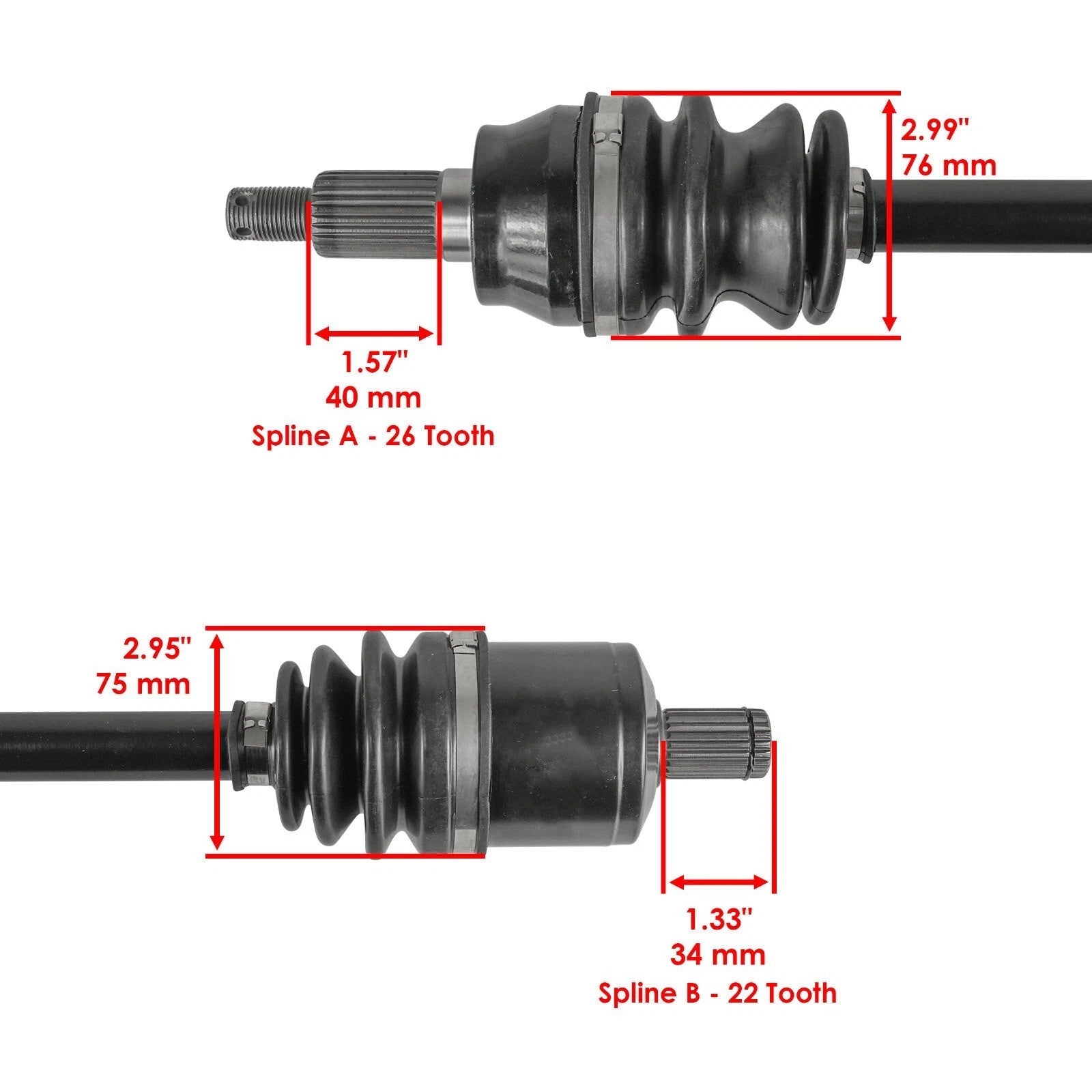 for Polaris RZR S 900 EPS 2015 / 4 900 /  900 60" 2015-17 Front and Rear Axles