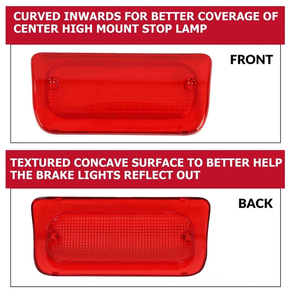 High Red 3rd Brake Light Lens For Chvey S10 GMC Sonoma 94-04 REG OR CREW cab