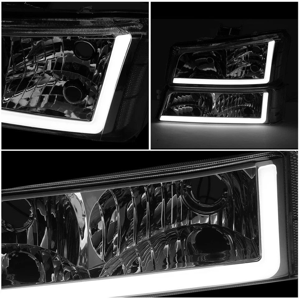 For 03-06 07 Chevy Silverado Avalanche 1500-3500 LED DRL Headlight Bumper Lamps