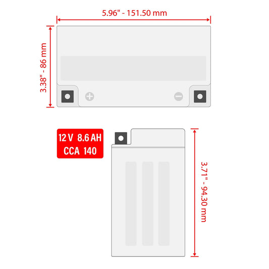 AGM Battery for Yamaha Fj09 FZ07 FZ8 FZ09 2011 2012 2013 2014 2015 2016 2017
