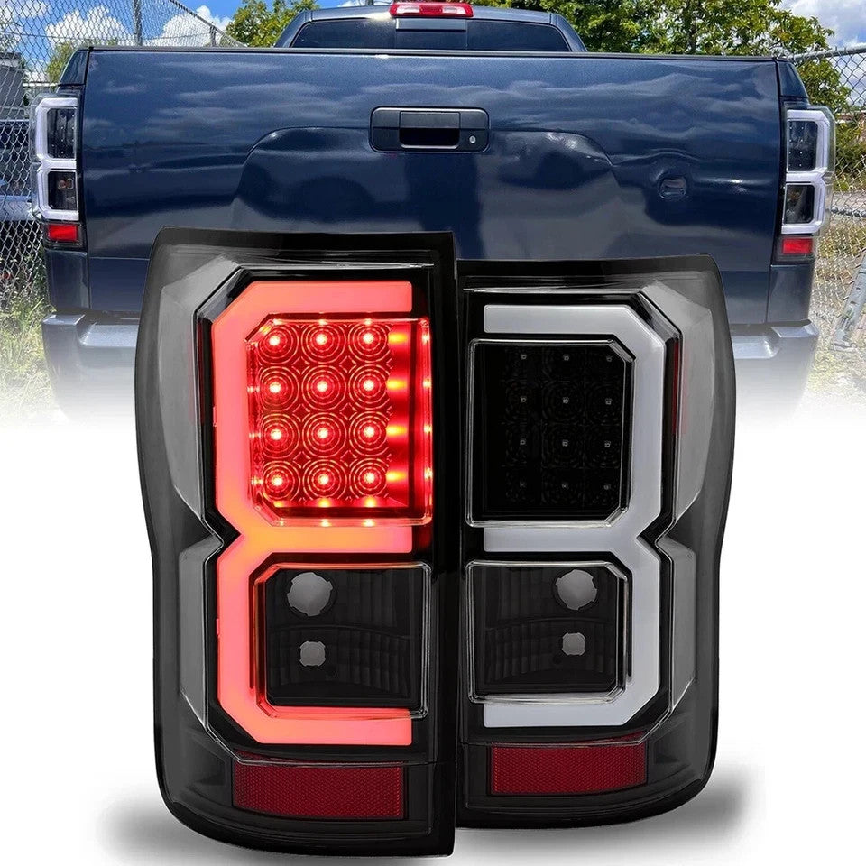 For Toyota Tundra  2007-2013  Dual C-Shape Tube Full LED Brake Black Tail Lights
