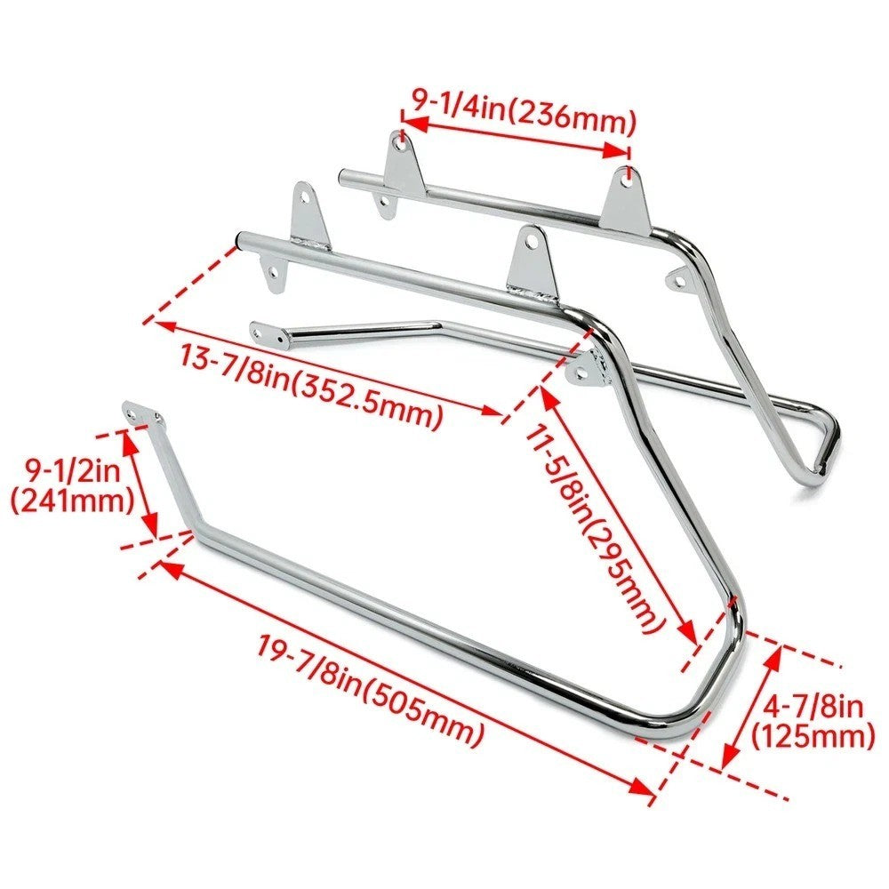 Chrome Saddle bag Conversion Brackets For Harley Davidson Heritage Softail 84-17