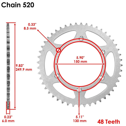 Blue O-Ring Drive Chain & Sprockets Kit for Yamaha YZ426F 2000-02 YZ450F 03 04