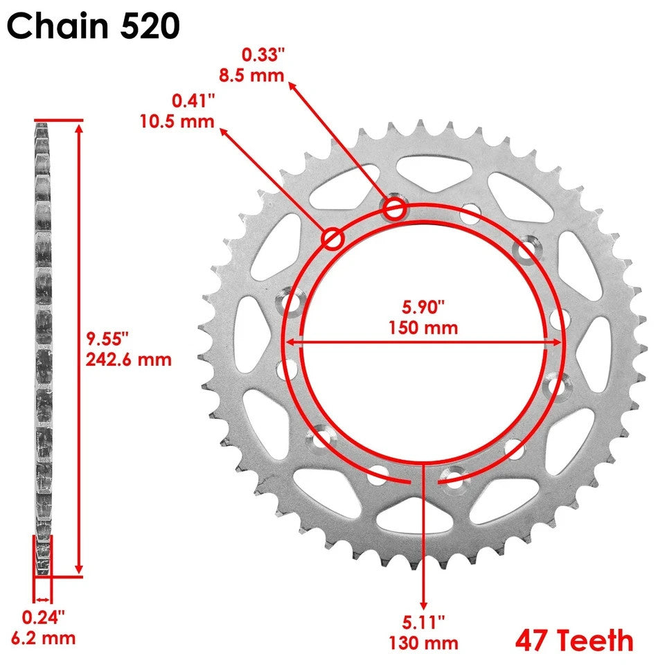 Drive Chain W/Front Rear Sprockets Kit for Honda XR200R 1986-2002
