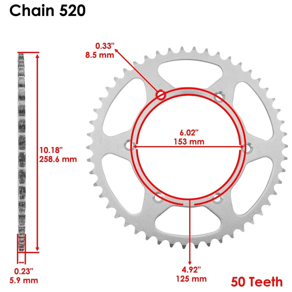 Black Drive Chain And Sprocket Kit for Kawasaki KX125 1983 1984