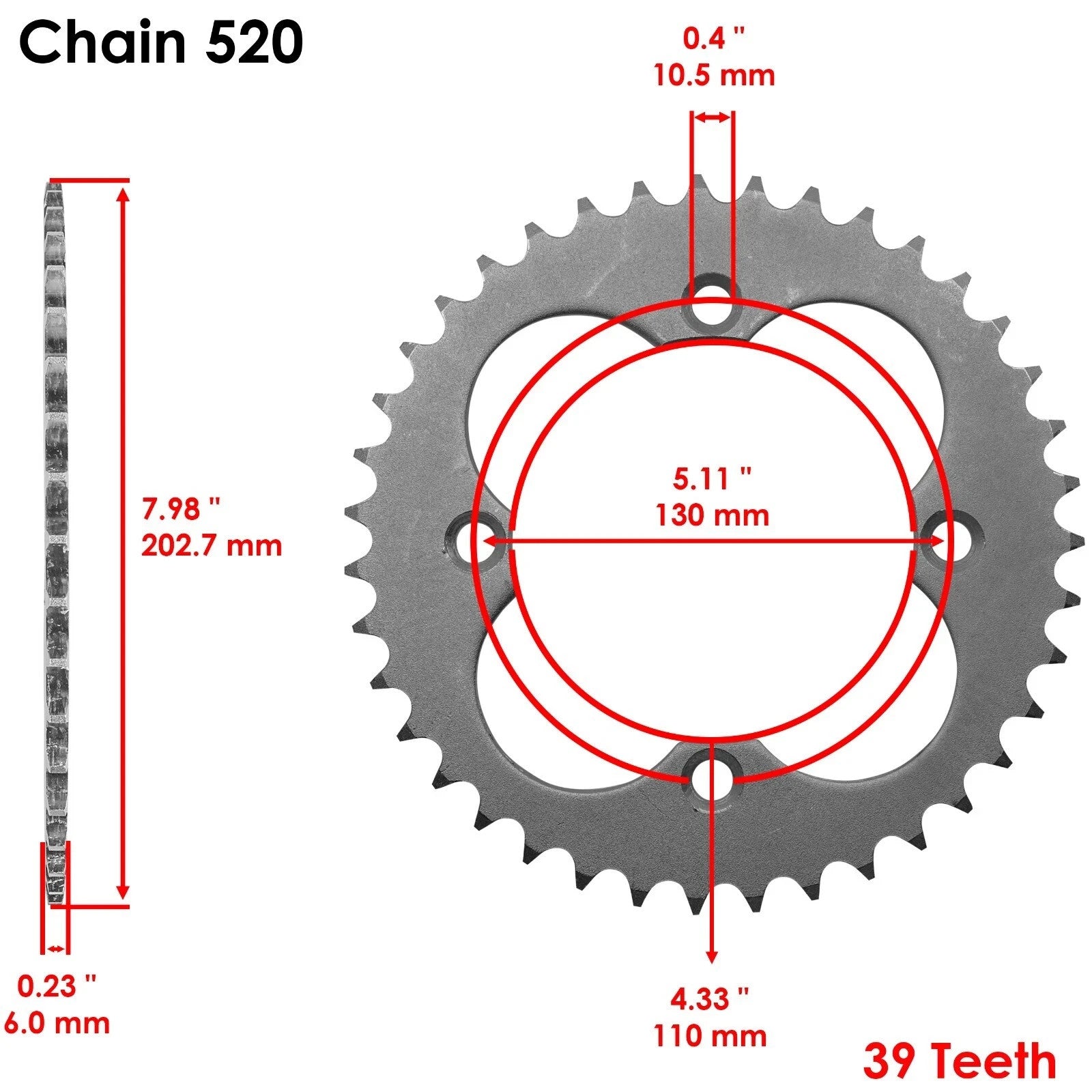 Gold O-Ring Drive Chain & Sprocket Kit for Honda ATC250R 1986 / TRX250R 1986 87