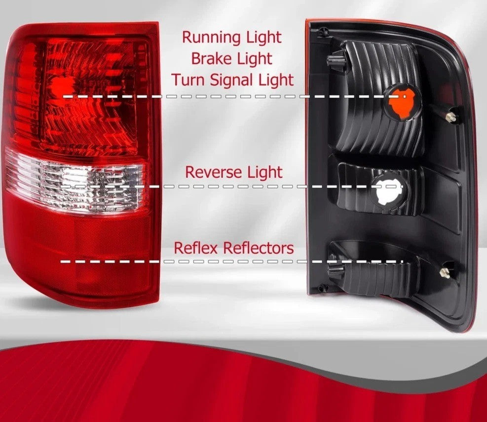 HECASA Tail Lights For Ford F-150 F150 2004-2008 Driver & Passenger Brake Lamps