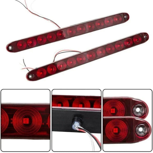 2pcs 16" Red 11 LED Trailer Truck Light Bar Stop Turn Tail Rear Brake Lamp Strip