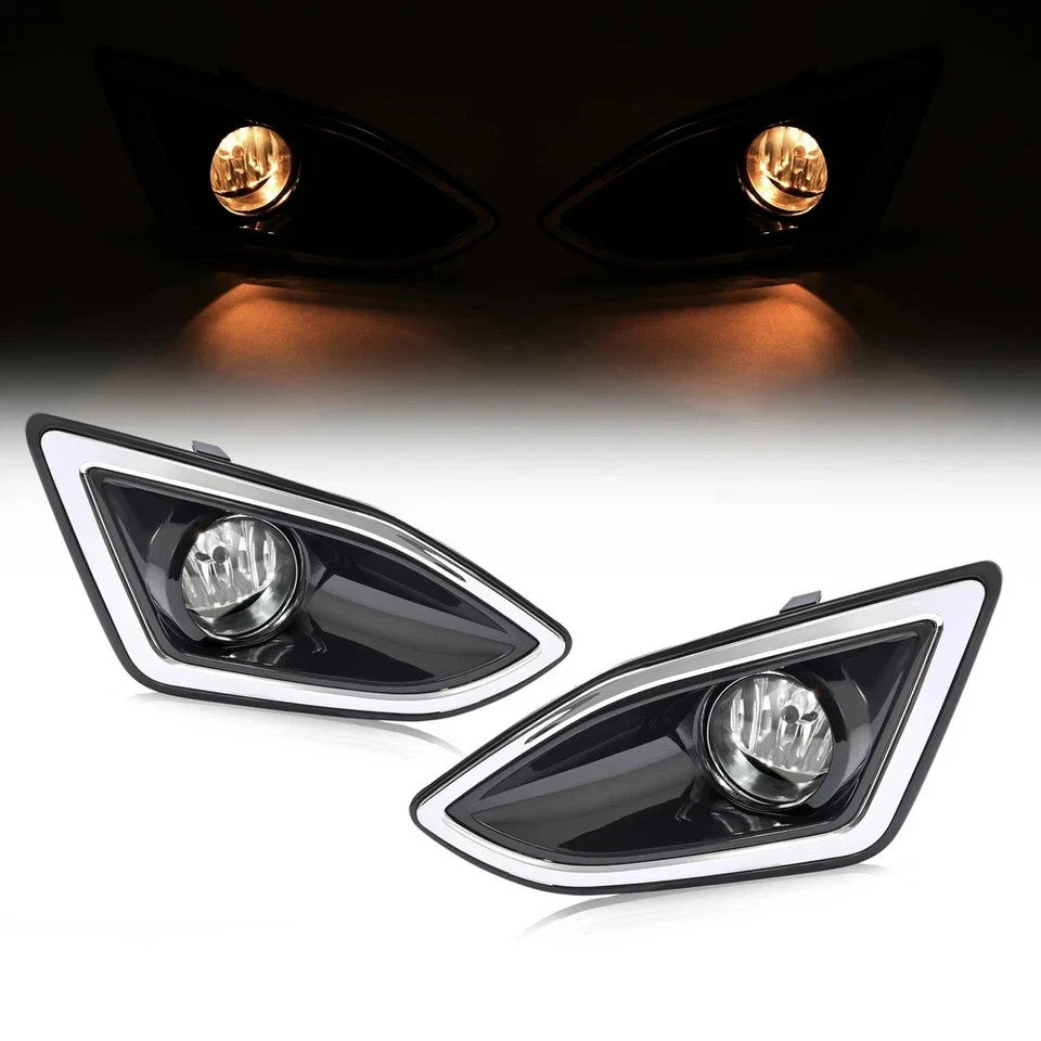 HECASA LH&RH Side Fog Lights Bumper Lamps Harness Switch Kit For Ford Edge 15-18