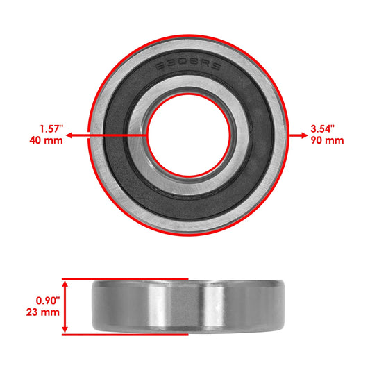 Caltric 6308-2RS 6308 2RS C3 Deep Groove Rubber Sealed Ball Bearing 40x90x23