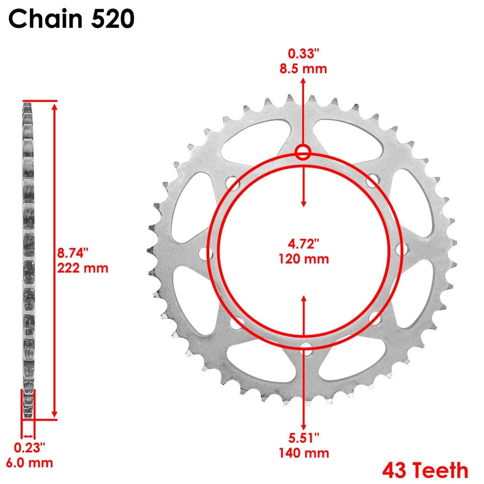 Black Drive Chain And Sprocket Kit for Kawasaki KL650 KLR650 1990-2017