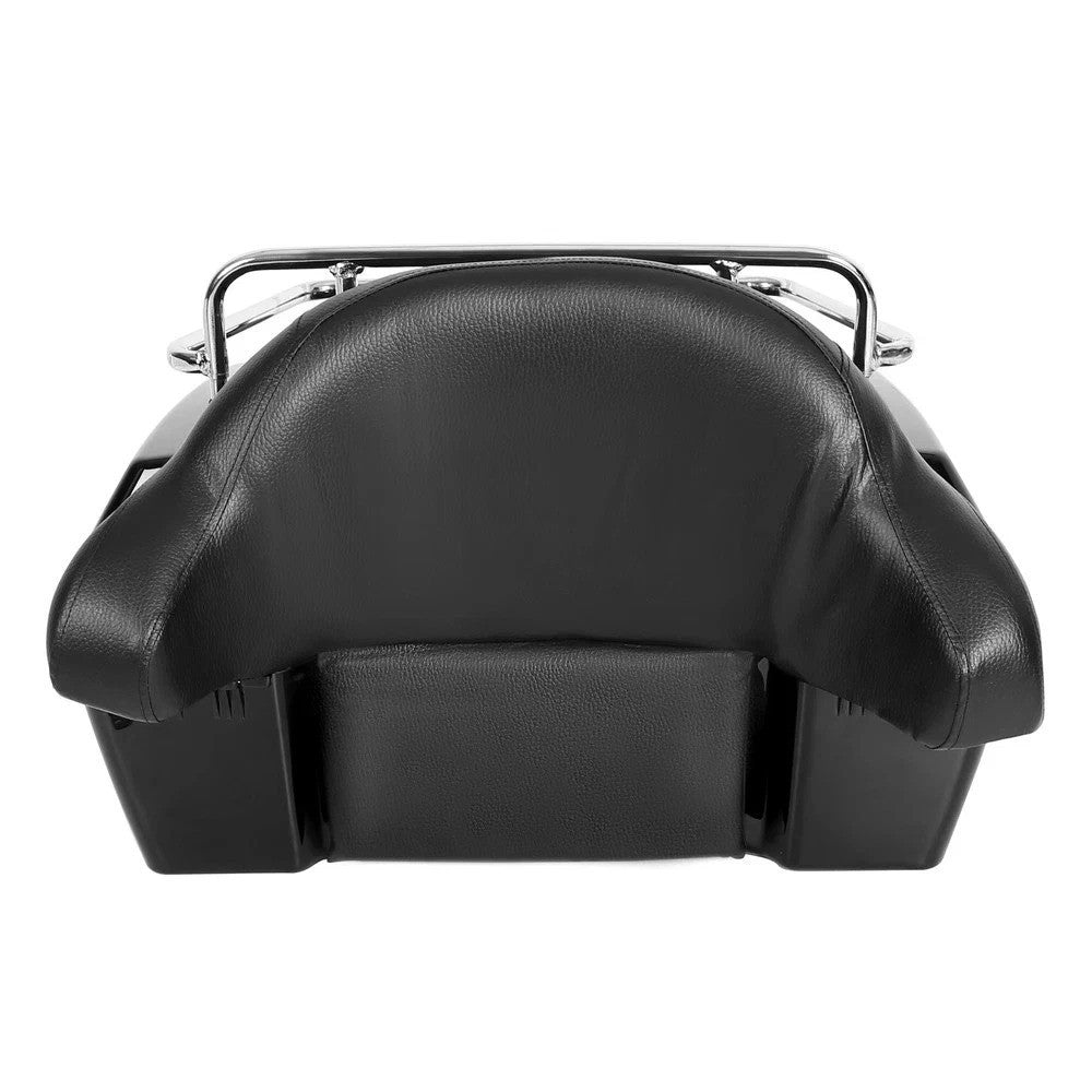 50L Universal Black Motorcycle Tail Box Trunk Top Rack Backrest For Harley Honda
