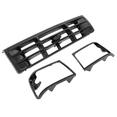 For 1992-1997 96 Ford F150 F250 Bronco Grille Headlight Door Black Grilles