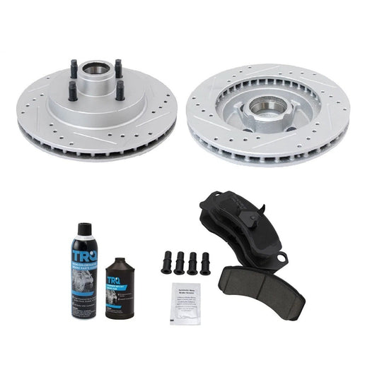 Front Ceramic Brake Pad & Performance Coated Rotor Kit w/Chemicals