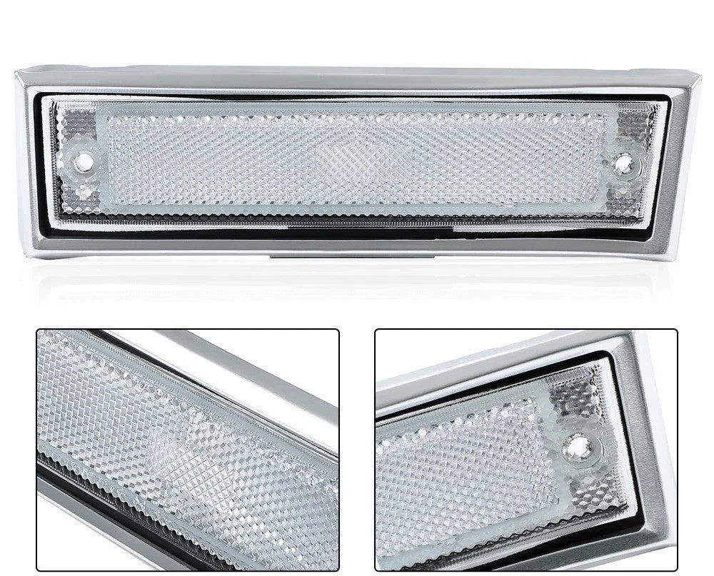 Pair Front Signal Side Marker Lights Clear Fit For 81-91 GMC Chevy Pickup Truck