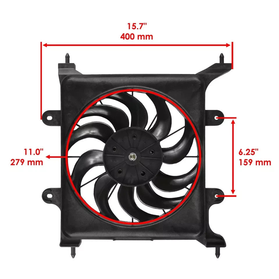 Caltric Radiator Fan With Shroud Assembly For Polaris Ranger 500 2017-2022