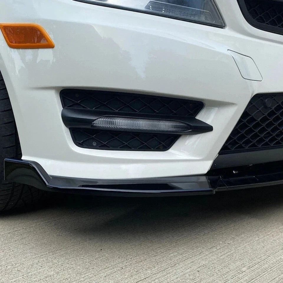For Benz C Class W204 Sport 12-14 Glossy Black Front Bumper Lip Splitter Spoiler