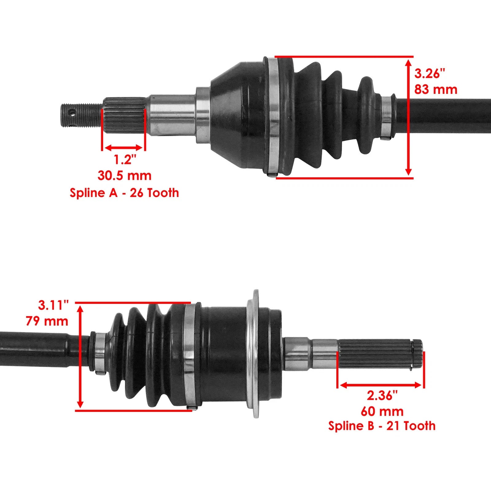 Caltric Front Left & Right CV Axle For Can-Am Renegade 1000R XMR 2019-2025