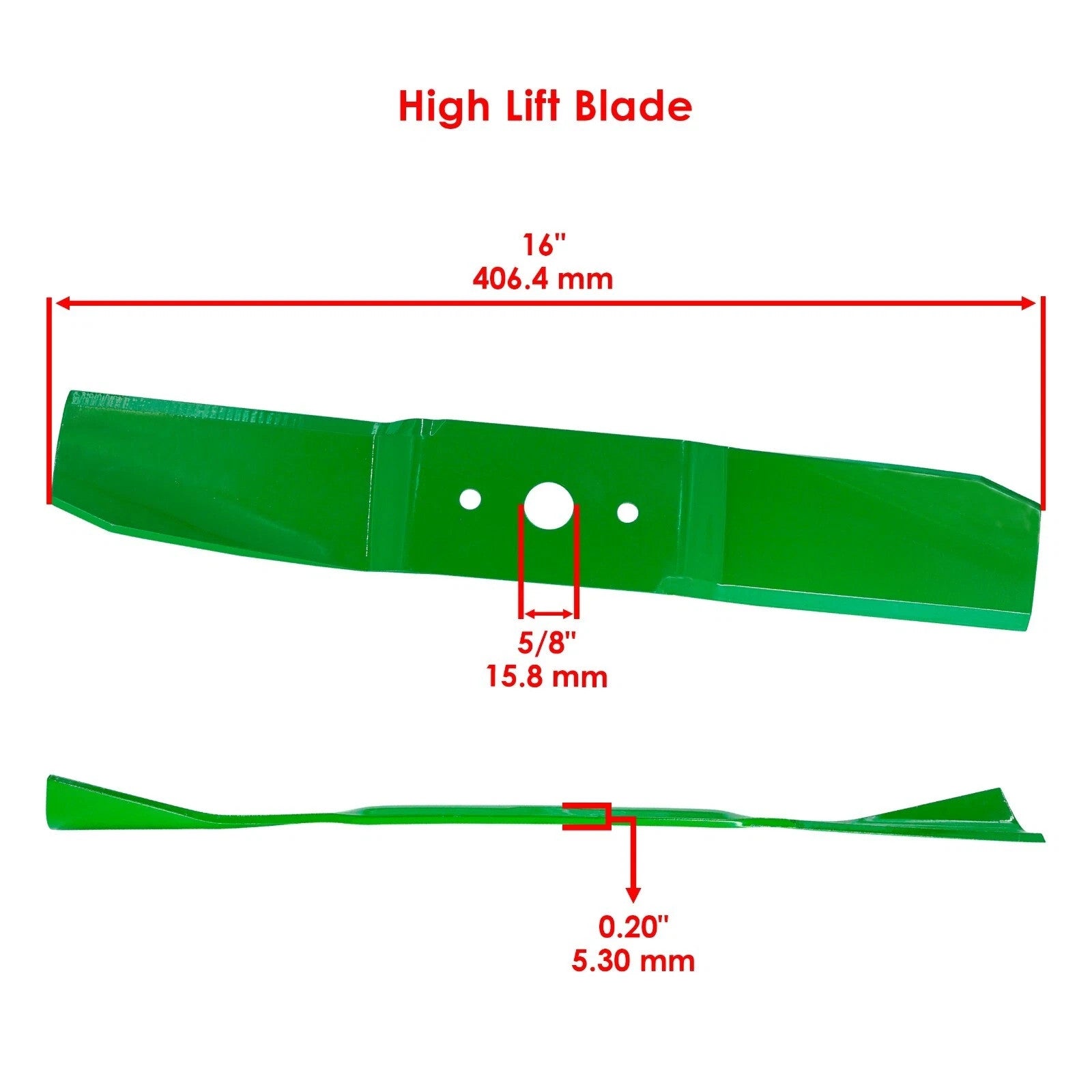16 inch x 3/4" Circle Hole 44" Deck High Lift Blade For Cub Cadet White Outdoor