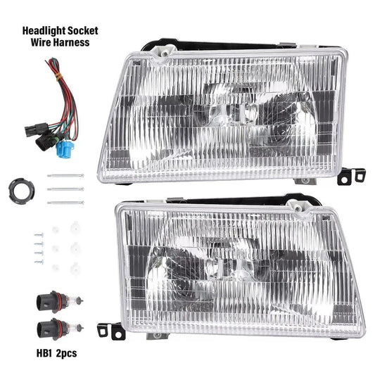 Headlights w/Bulbs& Wiring Kit For Peterbilt 375 385 Driver&Passenger Side Clear