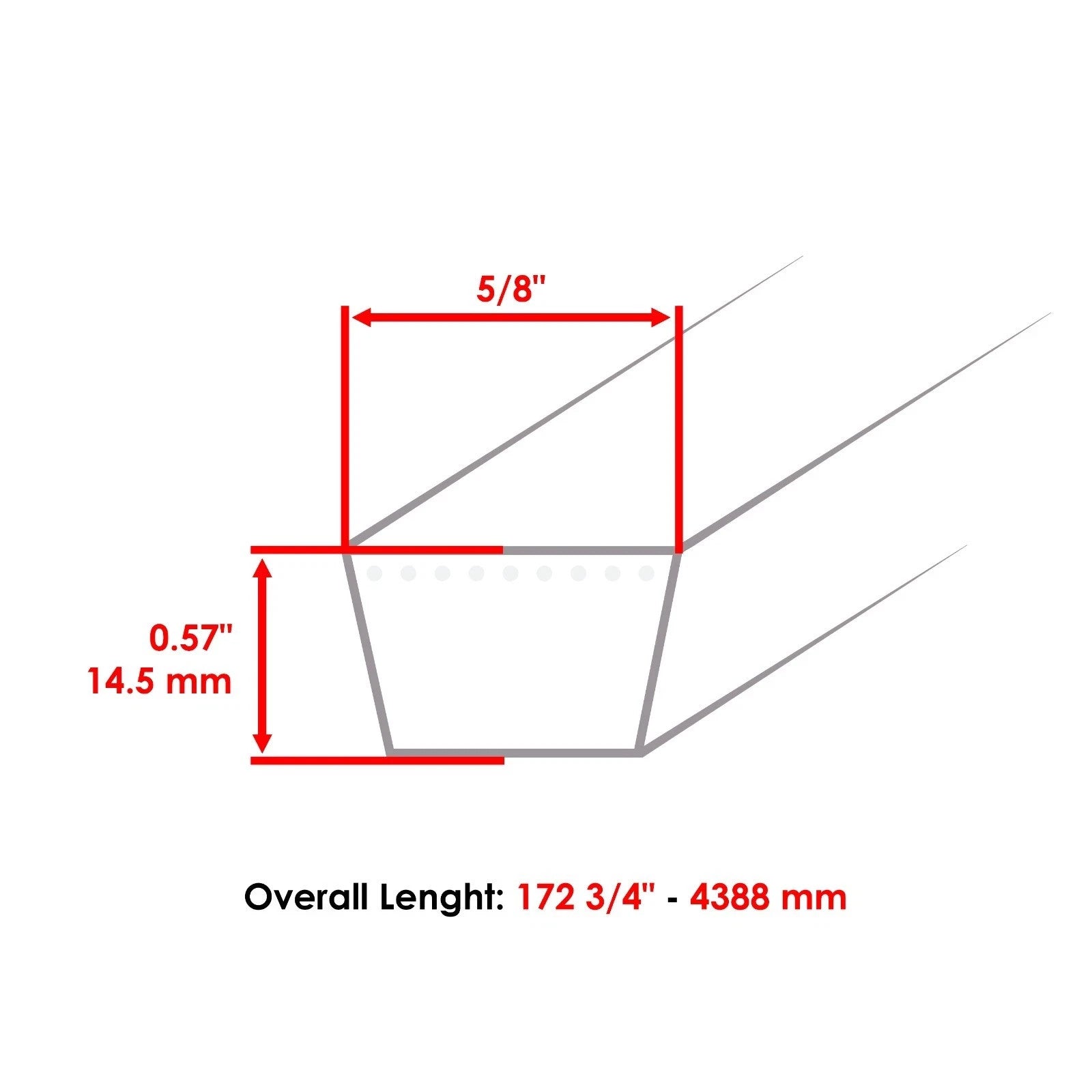 172 3/4 Inch 5/8" Thick Deck Belt for Ferris Snapper 5103870 5103670 5103390