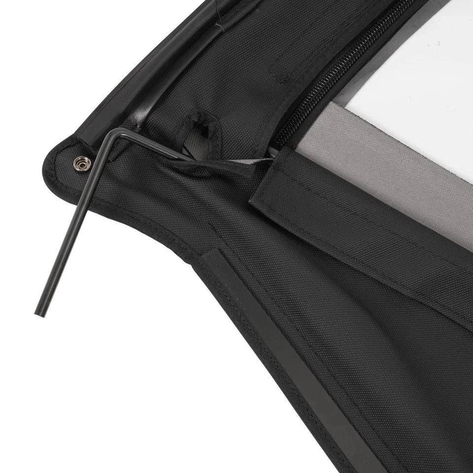 Black Soft Top Kit W/Tinted Windows & Steel Bracket For Jeep Wrangler YJ 87-95